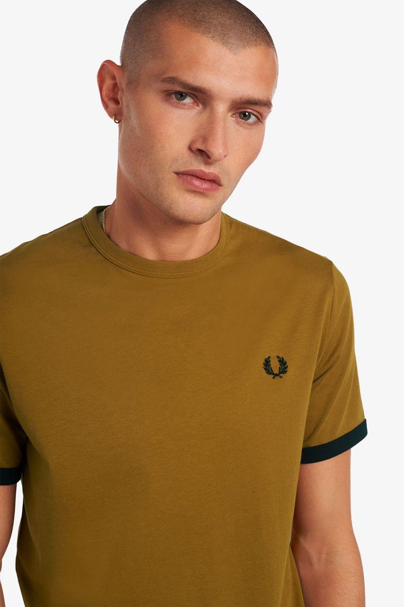 Camel Fred Perry Ringer Men's T Shirts | PH 1744FDNM